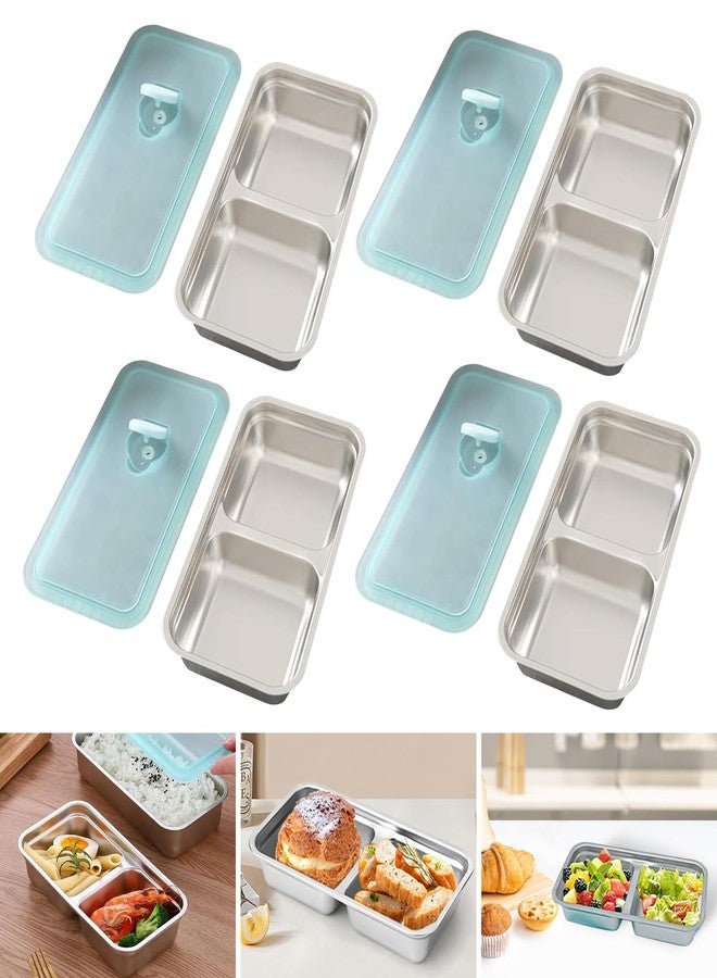 IGRARK Grab and Go Snack Containers Reusable, 4pcs Stainless Steel Double Compartment Snack Containers, Dishwasher- Reusable Condiment Containers with Lids, Snacks Dips Takeout Travel and Back to School - Image 1